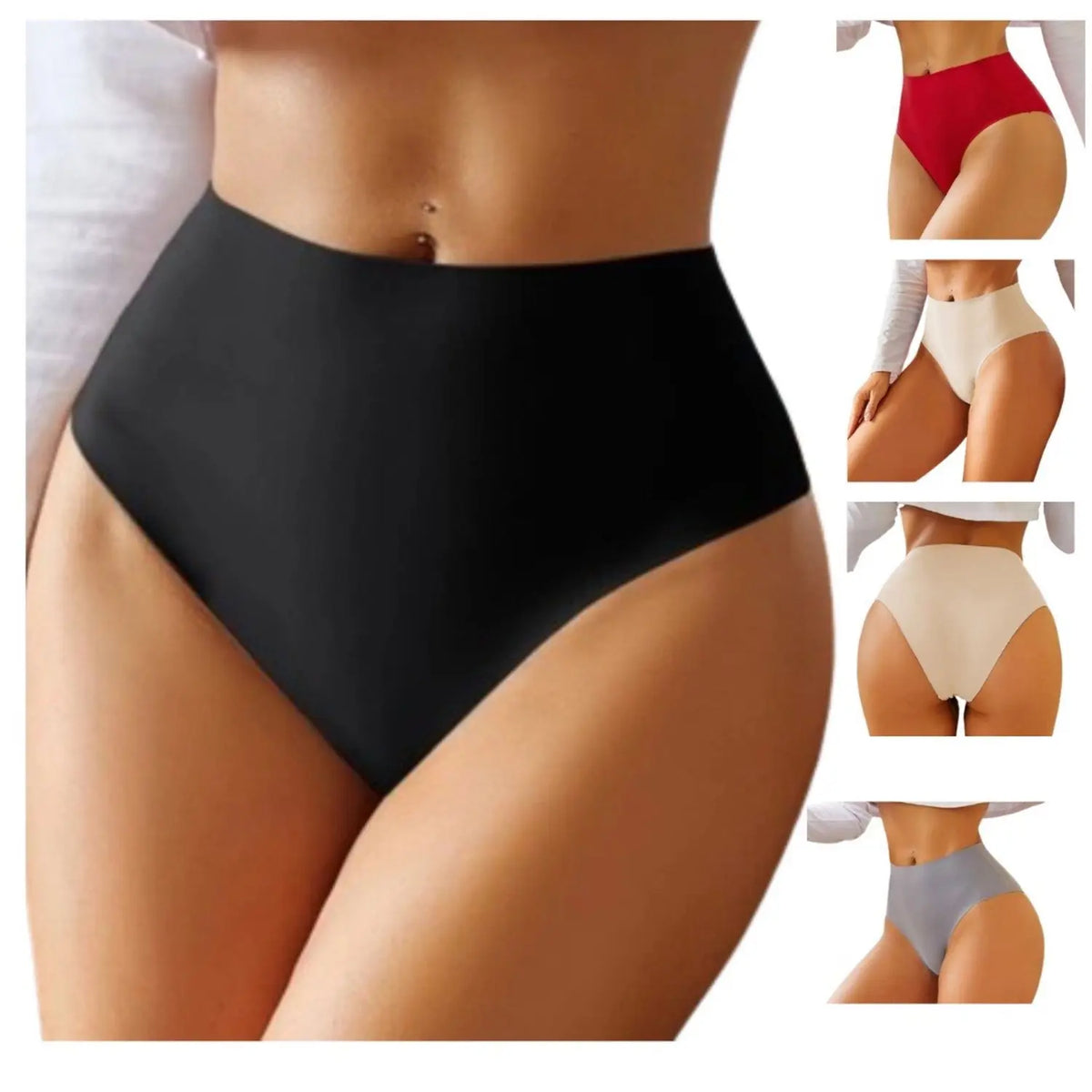 Kit 5 Calcinhas Cós Alto Sem Costura Corte a Laser