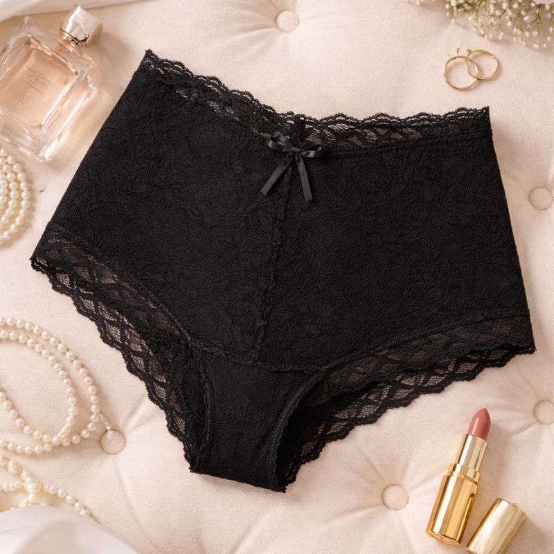 Kit 5 Calcinha Renda Xou Preta