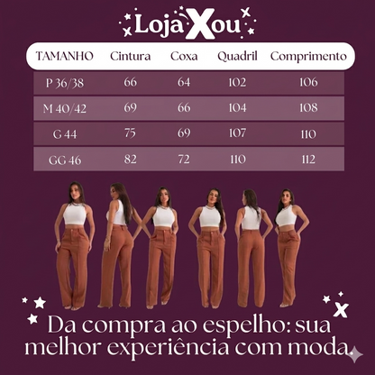 Calça Pantalona Alfaiataria Premium Cintura Alta | Xou Original Compre 1 Leve 2