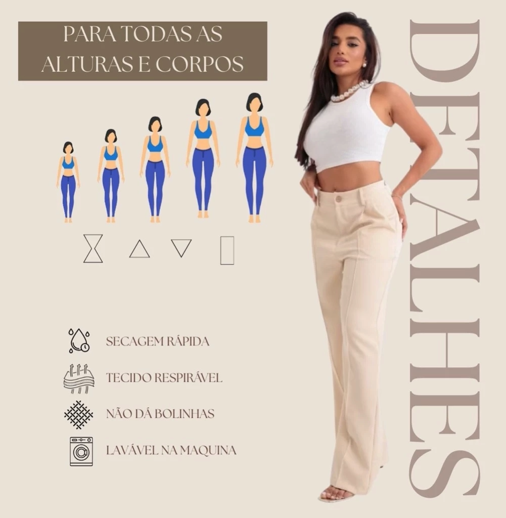 Calça Pantalona Alfaiataria Premium Cintura Alta | Xou Original Compre 1 Leve 2