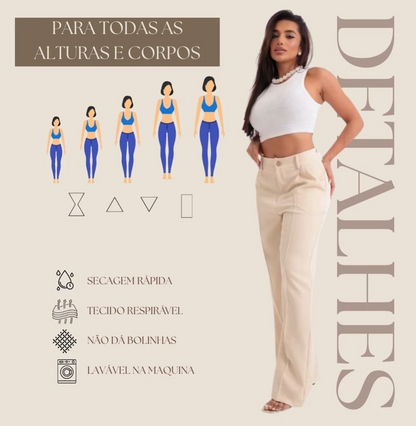 Calça Pantalona Alfaiataria Premium Cintura Alta | Xou Original Compre 1 Leve 2