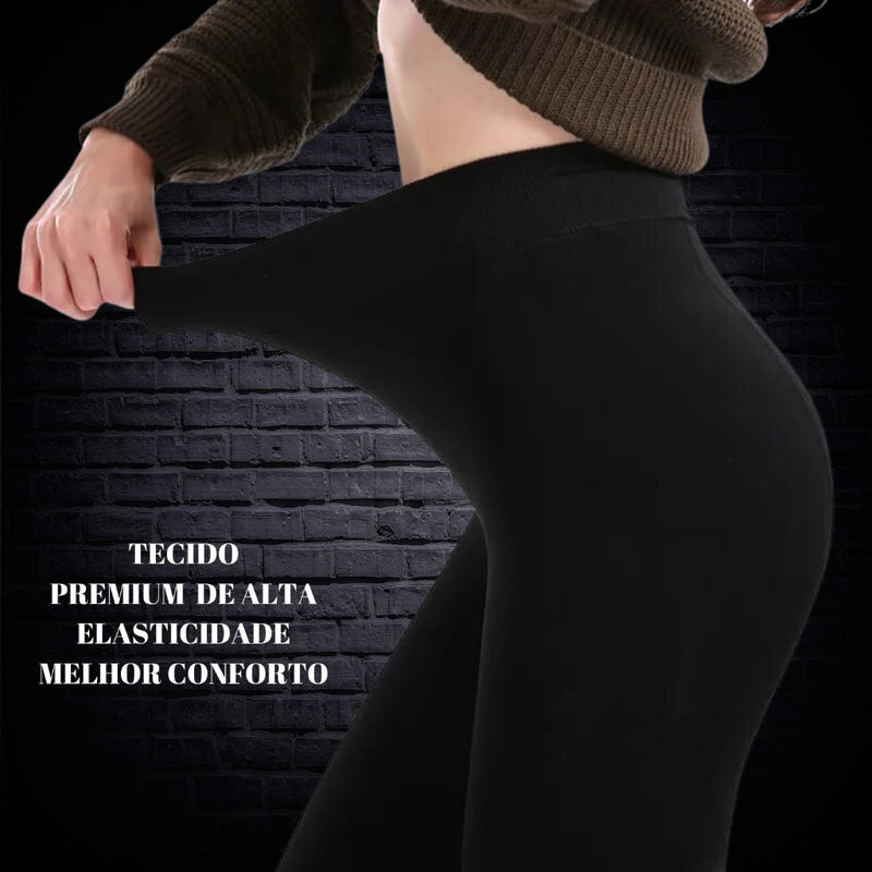 CALÇA Legging Flanelada Peluciada XOU com Costura Reforçada + MEIA Térmica