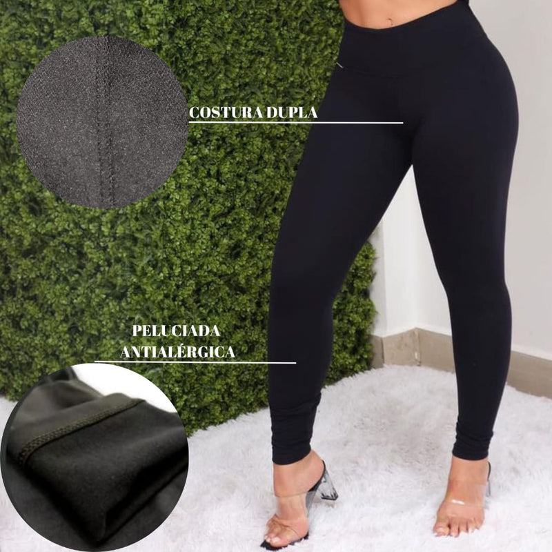 CALÇA Legging Flanelada Peluciada XOU com Costura Reforçada + MEIA Térmica