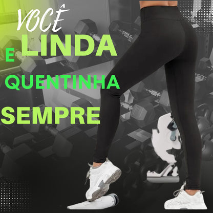 CALÇA Legging Flanelada Peluciada XOU com Costura Reforçada + MEIA Térmica