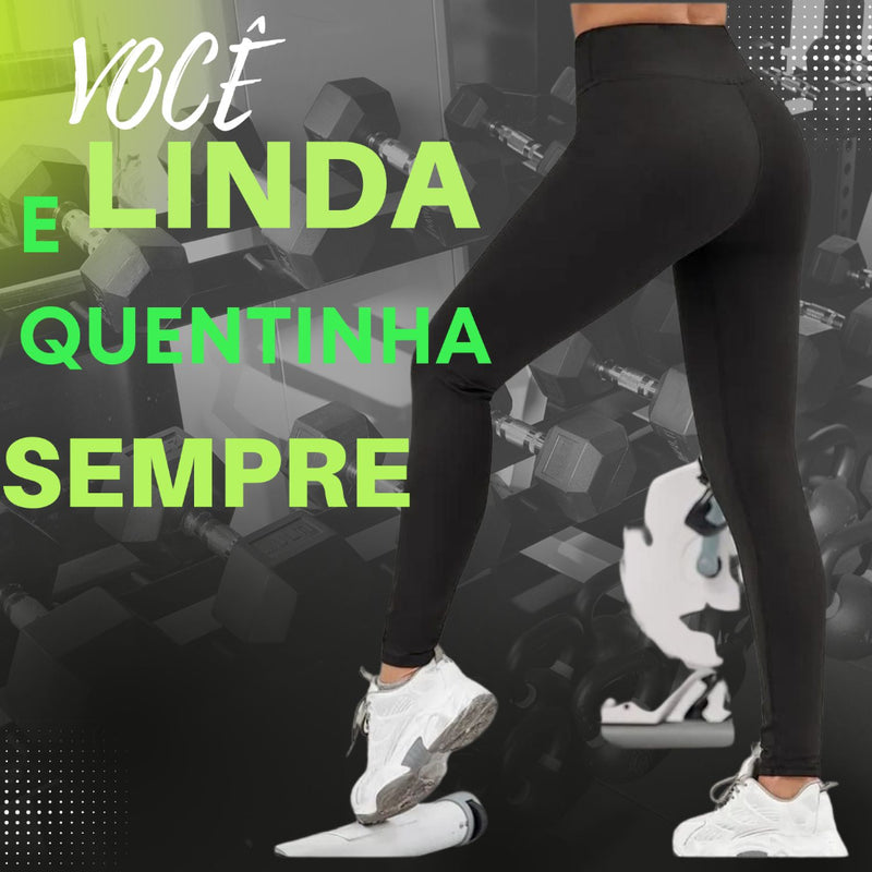 CALÇA Legging Flanelada Peluciada XOU com Costura Reforçada + MEIA Térmica