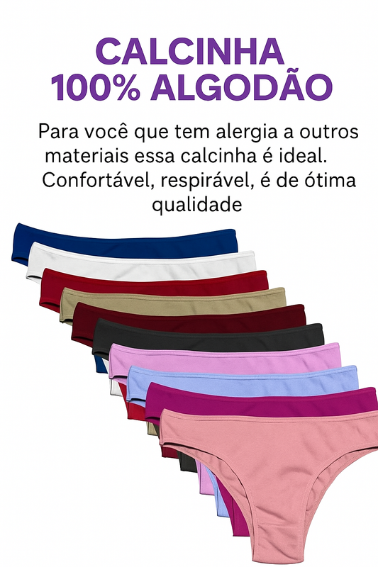 kit Calcinha Básica Algodão